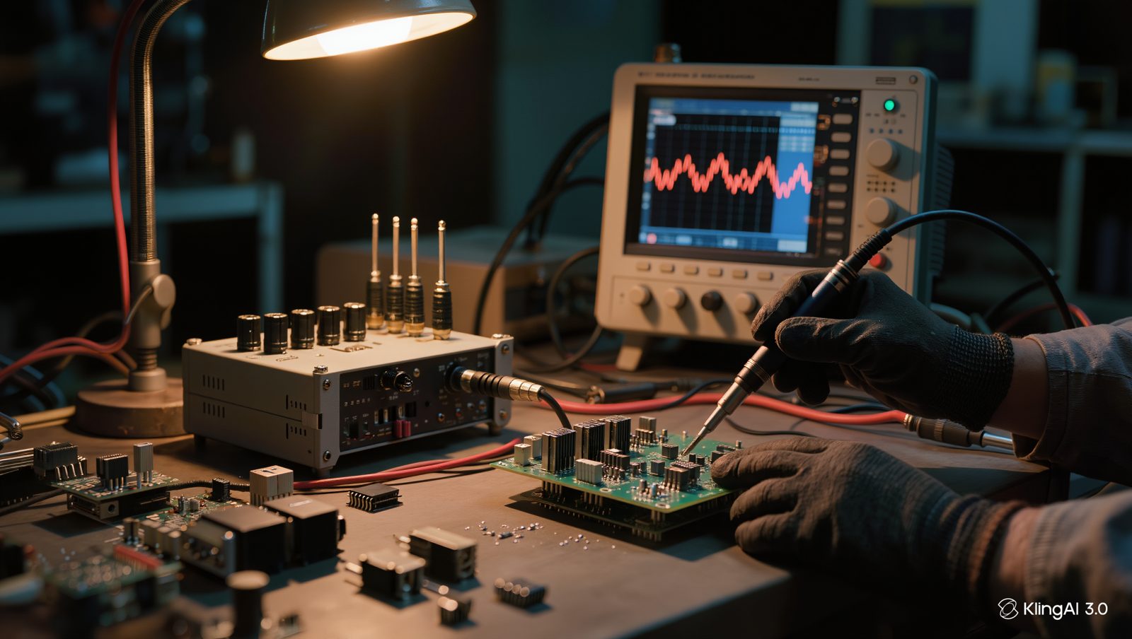 SDR and electronics bench in the Buildmo lab